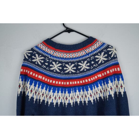American Eagle Men's Fair Isle Sweater Cotton Wool Blend Christmas Crew Small - Picture 10 of 11